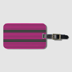 Étiquette À Bagage Motif Fuchsia et charbon de bois cinq bandes