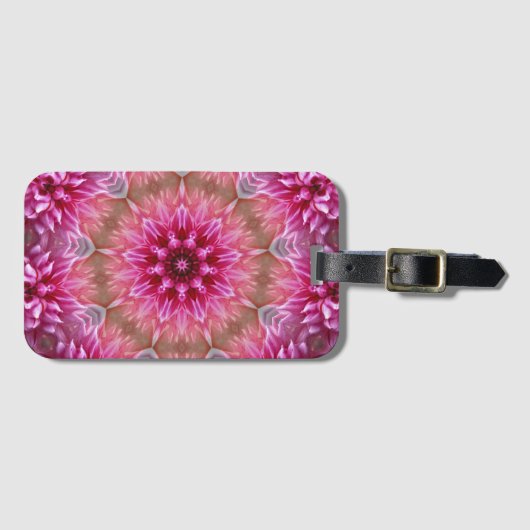 Étiquette À Bagage Motif géométrique à fleurs rose Mandala-67545 (Devant Horizontal)