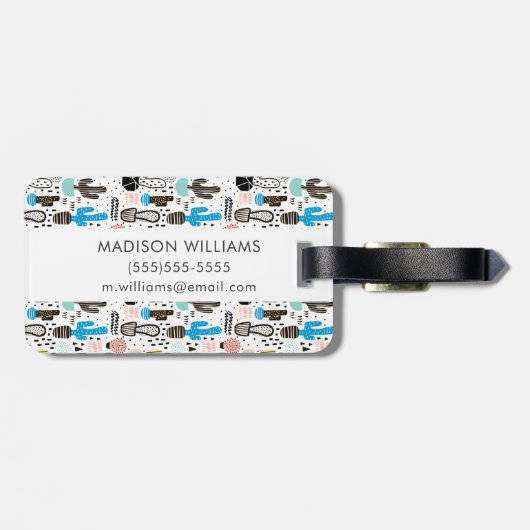 Étiquette À Bagage Motif géométrique de cactus moderne (Dos horizontal)