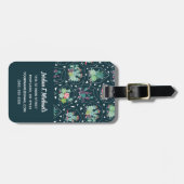 Étiquette À Bagage Motif géométrique de Succulents du monogramme | (Devant horizontal)