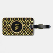 Étiquette À Bagage Motif Géométrique Noir Et Métallique (Dos horizontal)