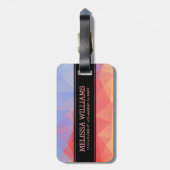 Étiquette À Bagage Motif géométrique octogonale moderne en rose et bl (Dos Vertical)