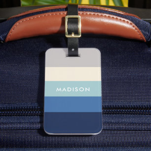 Étiquette À Bagage Motif géométrique personnalisé bleu gris