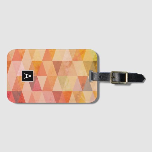 Étiquette À Bagage Motif géométrique Triangle souple | Monogramme (Devant Horizontal)