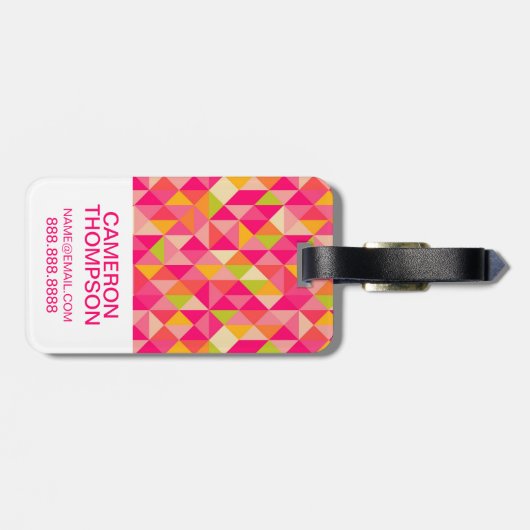 Étiquette À Bagage motif géométrique Triangles photo personnalisés (Dos horizontal)