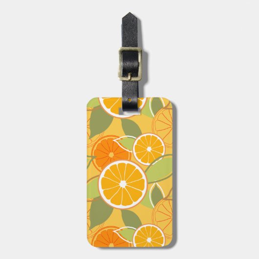 Étiquette À Bagage Motif graphique d'agrumes orange frais (Devant Vertical)