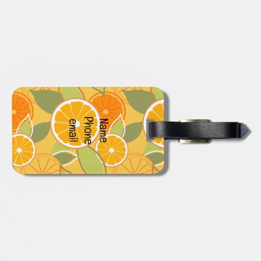 Étiquette À Bagage Motif graphique d'agrumes orange frais (Dos horizontal)