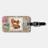 Étiquette À Bagage Motif grunge floral d'art fait sur commande de (Devant horizontal)