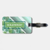 Étiquette À Bagage Motif Hip Tropical Green Palm Leafs (Dos horizontal)