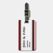 Étiquette À Bagage Motif horizontal rouge et blanc de rayures (Devant Vertical)