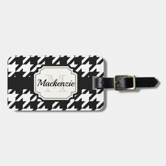 Étiquette À Bagage Motif Houndstooth (Devant horizontal)