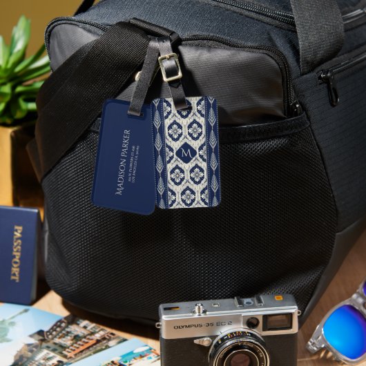 Étiquette À Bagage Motif Ikat Floral Paisley (Recto & Verso)