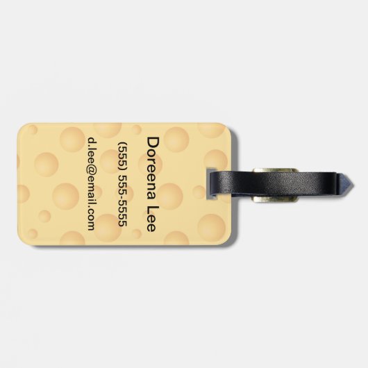 Étiquette À Bagage Motif jaune de fromage (Dos horizontal)