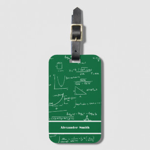 Étiquette À Bagage Motif joli d'équations mathématiques vertes pour v