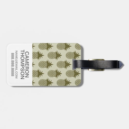 Étiquette À Bagage Motif kaki d'ananas de photo faite sur commande (Dos horizontal)