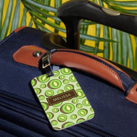 Étiquette À Bagage Motif Kiwifruit Vert Et Brown Avec Nom Personnalis (Insitu Rectoal 1)