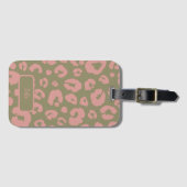 Étiquette À Bagage Motif léopard rose et vert (Devant Horizontal)