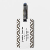 Étiquette À Bagage Motif lunatique gris Brown de chevron de zigzag (Dos Vertical)