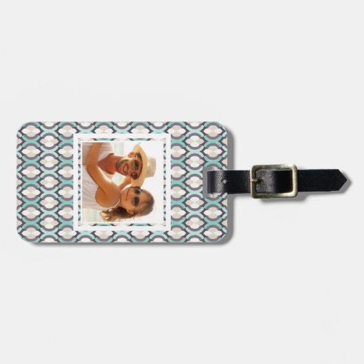 Étiquette À Bagage Motif marocain de turquoise faite sur commande de (Devant horizontal)