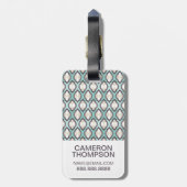 Étiquette À Bagage Motif marocain de turquoise faite sur commande de (Dos Vertical)