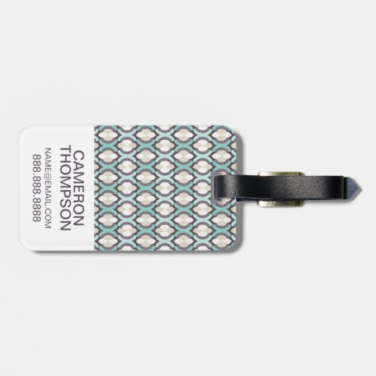 Étiquette À Bagage Motif marocain de turquoise faite sur commande de (Dos horizontal)