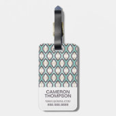 Étiquette À Bagage Motif marocain de turquoise faite sur commande de (Dos Vertical)