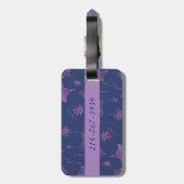Étiquette À Bagage Motif mauve bleu floral nommé (Dos Vertical)