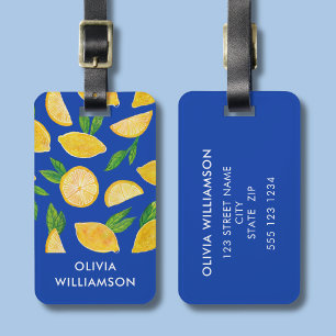 Étiquette À Bagage Motif Méditerranéen au citron