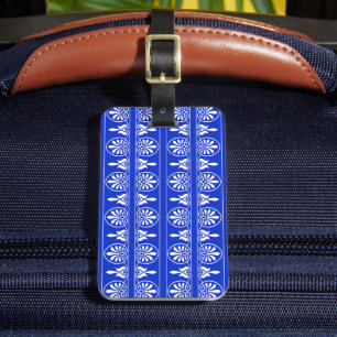 Étiquette À Bagage Motif méditerranéen grec Arabesque bleu