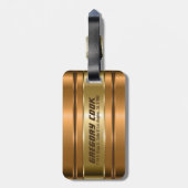 Étiquette À Bagage Motif métal Faux Cuivre Gold Stripes (Dos Vertical)