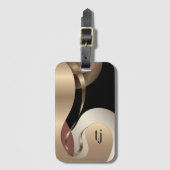 Étiquette À Bagage Motif métallique Abstrait avec Monogramme (Devant Vertical)