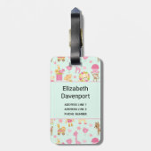 Étiquette À Bagage Motif mignon avec Animaux et Jouets heureux (Dos Vertical)
