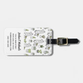 Étiquette À Bagage Motif mignon d'alpaga et de cactus (Devant horizontal)