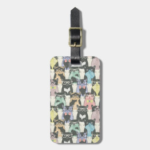 Étiquette À Bagage Motif mignon de chats de hippie