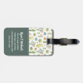 Étiquette À Bagage Motif mignon de position de cactus du monogramme | (Dos horizontal)