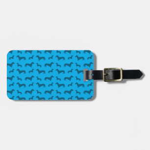 Étiquette À Bagage Motif mignon de teckel de bleu de ciel