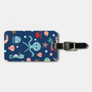 Étiquette À Bagage Motif mignon de vie marine de l'océan
