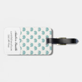 Étiquette À Bagage Motif mignon turquoise d'éléphant (Dos horizontal)