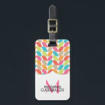 Étiquette À Bagage Motif moderne coloré personnalisé<br><div class="desc">Motif moderne,  élégante,  colorée pour femmes filles,  avec un cadre élégant. Personnalisez-le avec yourname et monogramme.</div>
