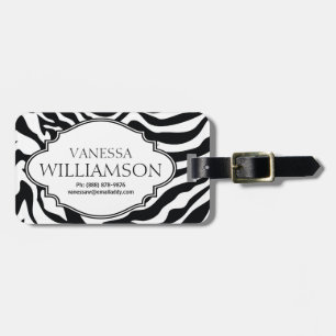 Étiquette À Bagage Motif moderne de zèbre personnalisé