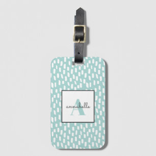 Étiquette À Bagage Motif Moderne Gris Menthe Minimaliste Élégant