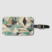 Étiquette À Bagage Motif moderne turquoise géométrique du milieu du s (Devant Horizontal)