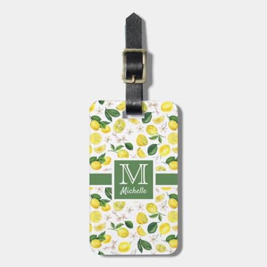 Étiquette À Bagage Motif Monogram Lemon Citrus (Devant Vertical)
