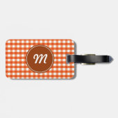 Étiquette À Bagage Motif Monogram Orange et White En vichy (Dos horizontal)