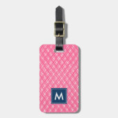 Étiquette À Bagage Motif Monogramme Abstrait ligne rose (Devant Vertical)