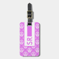 Motif Monogramme Hot Rose Et Blanc Damas