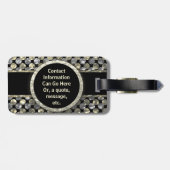 Étiquette À Bagage Motif Monogramme moderne en or et noir (Dos horizontal)