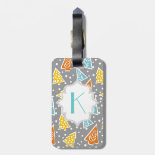 Étiquette À Bagage Motif, monogramme moderne, funky, arbres de Noël