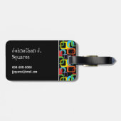 Étiquette À Bagage Motif multicouleur géométrique rétro personnalisé (Dos horizontal)