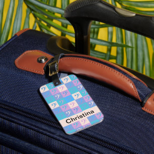 Étiquette À Bagage Motif musical de clé de fa pastel personnalisable
